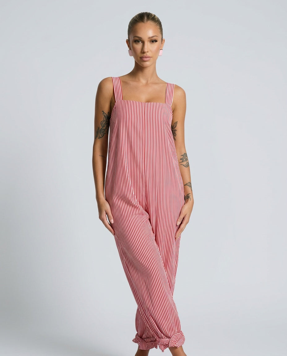Marlo | Striped Square-Neck Sleeveless Jumpsuit