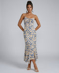 Thea | Floral Ruched Front Spaghetti Strap Maxi Dress