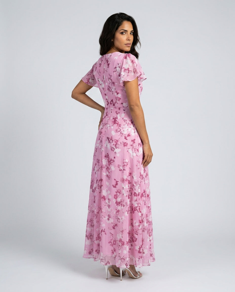 Ruby | Floral Print Chiffon-Look Maxi Dress