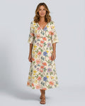 Delphine | Floral Linen-Blend Midi Dress