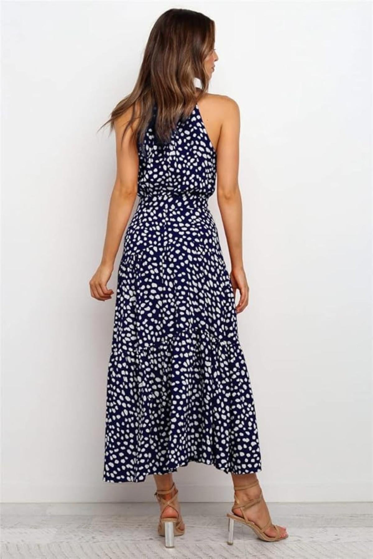 Poppy | Polka Dot Halter Midi Sundress