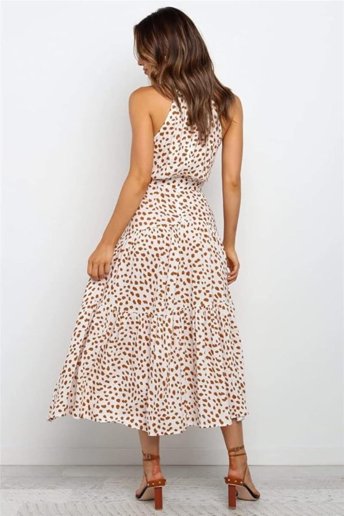 Poppy | Polka Dot Halter Midi Sundress