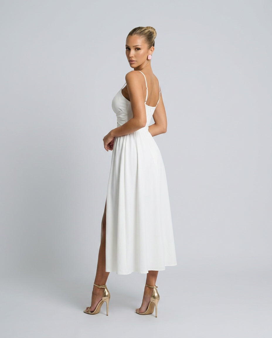 Carmen | Spaghetti Strap High Split Midi Dress