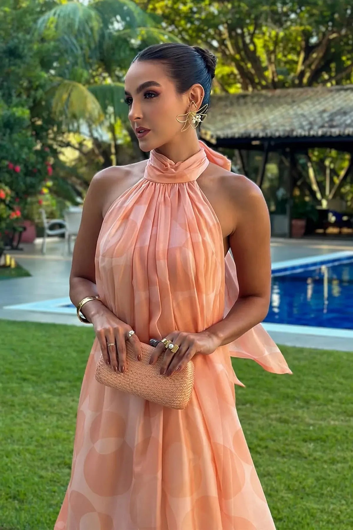 Lila | Printed Halter Neck Wedding Guest Maxi Dress