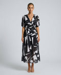 Dahlia | Floral Puff Sleeve Party Midi Dress