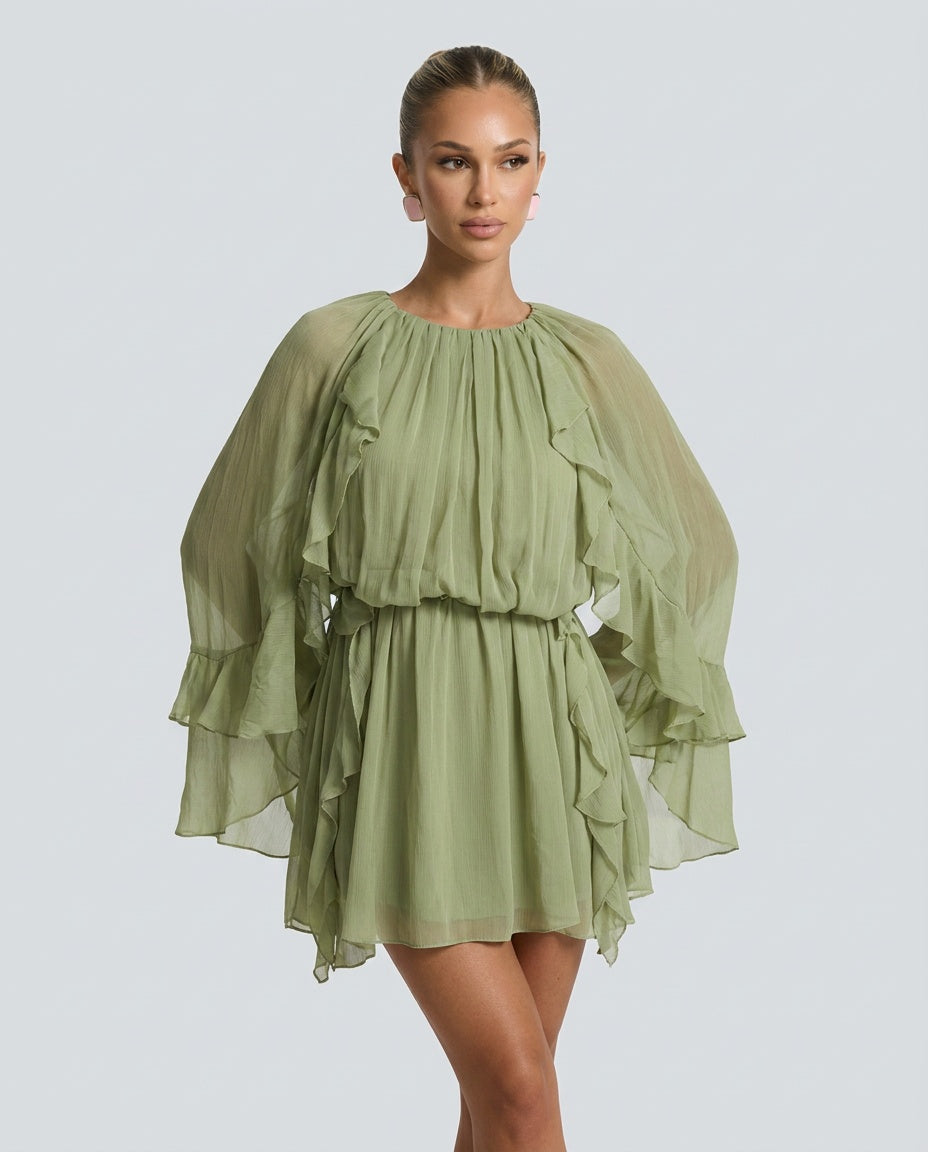 Opal | Ruffled Long Sleeve Mini Dress