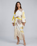 Koda | Abstract Print Fringe Hem Midi Dress