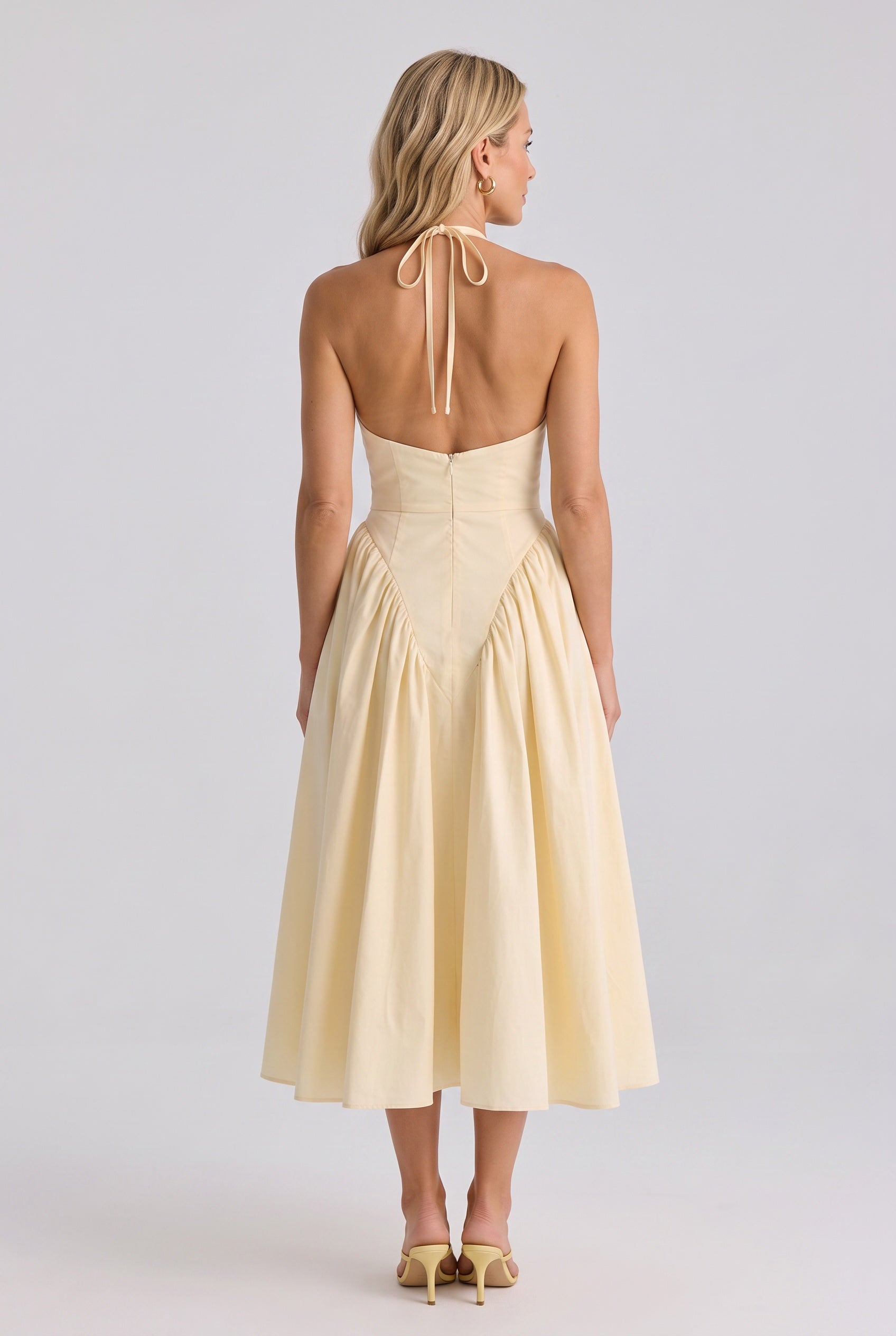 Fernanda | Halter Neck Full Skirt Midi Sundress