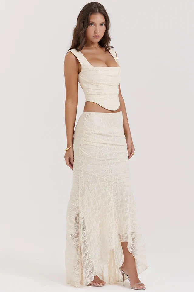 Agnes | Lace Corset Top and Maxi Skirt Set