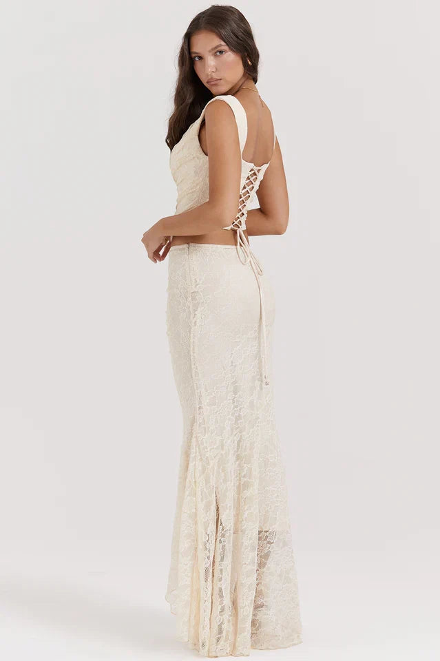 Agnes | Lace Corset Top and Maxi Skirt Set