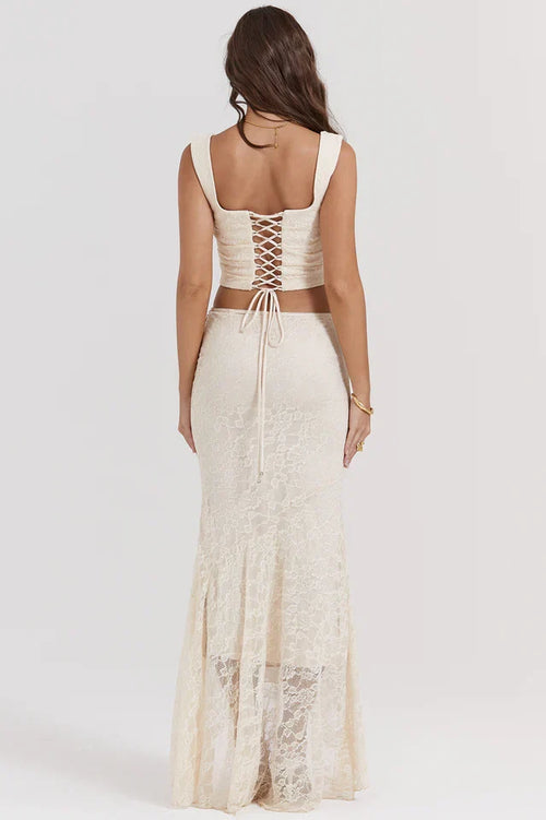 Agnes | Lace Corset Top and Maxi Skirt Set