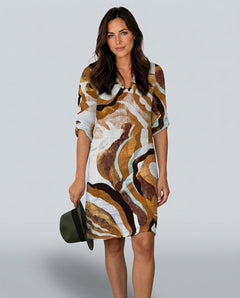 Elena | Abstract Print Summer Midi Dress