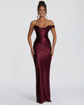 Delphine | Satin Corset Lace-Up Maxi Dress