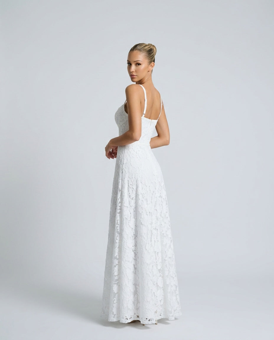Valenne | Spaghetti Strap Full Lace Maxi Dress