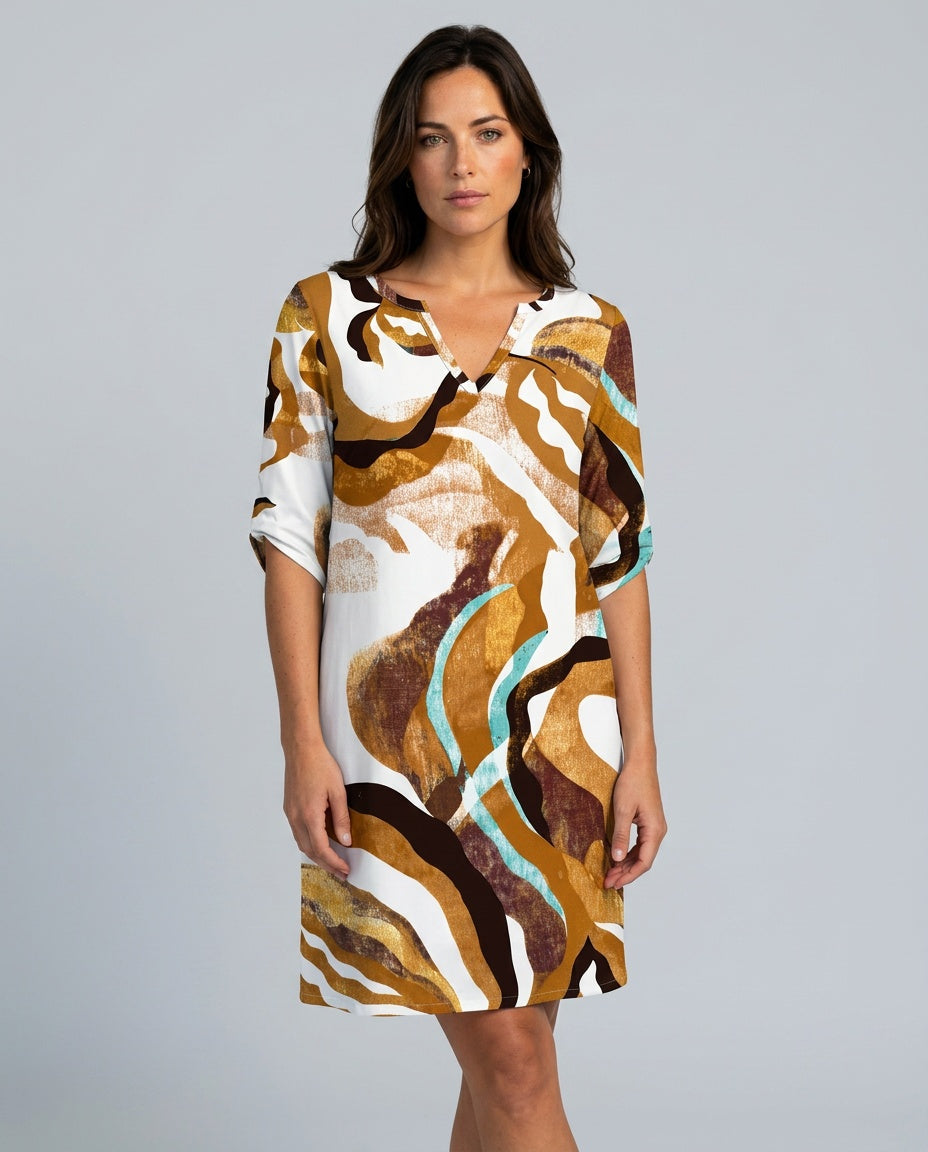 Elena | Abstract Print Summer Midi Dress
