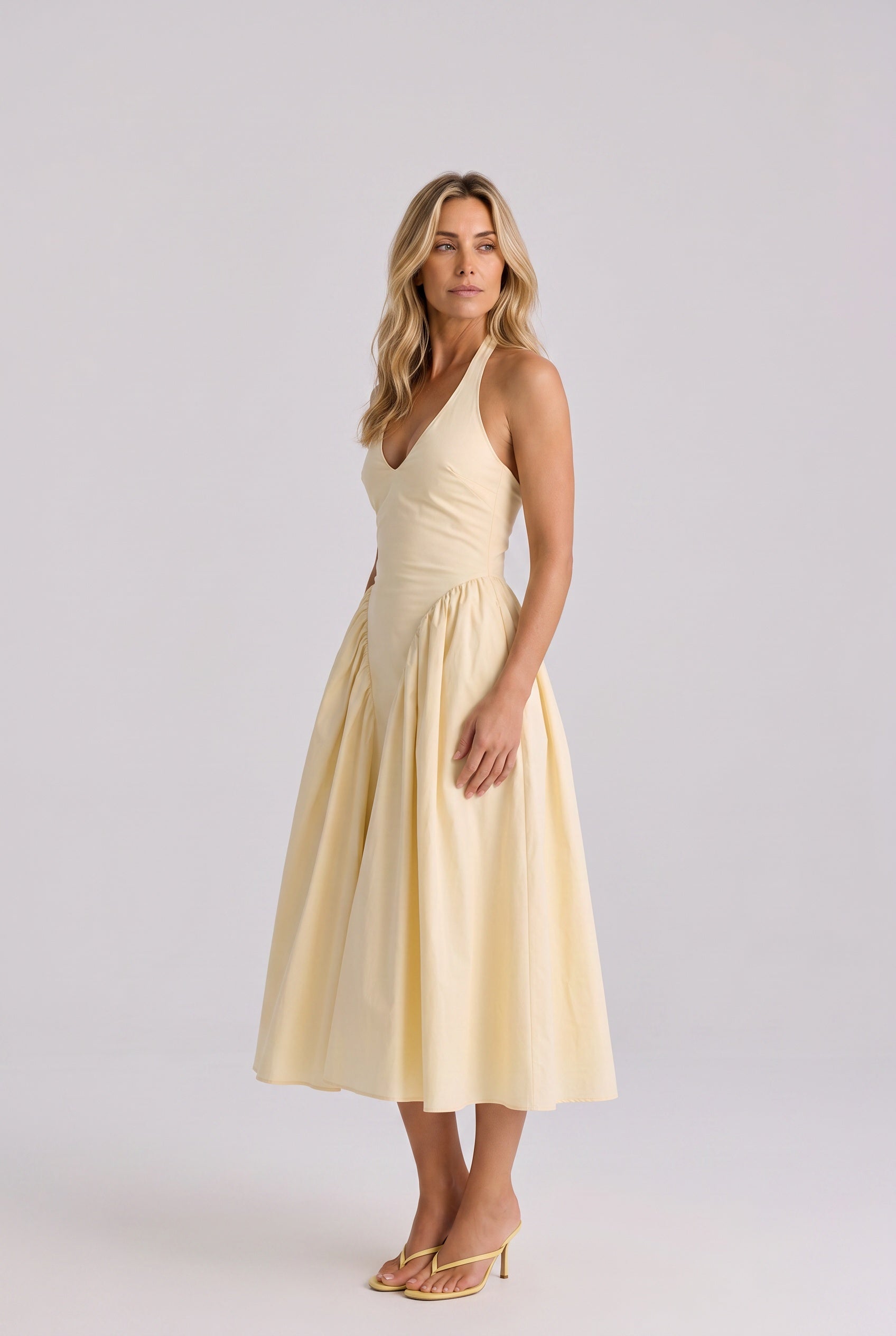 Fernanda | Halter Neck Full Skirt Midi Sundress