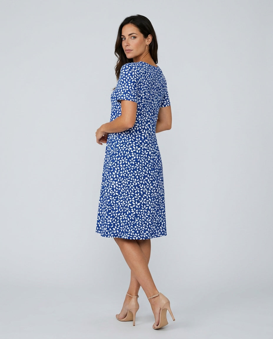 Beatrix | Pleated Floral Short Sleeve Midi Dress