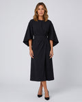 Esme | Wide Sleeve Belted Round Neck Midi Dress