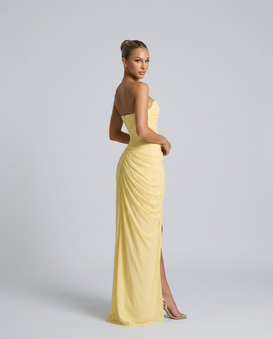 Cora | Strapless High Slit Maxi Dress