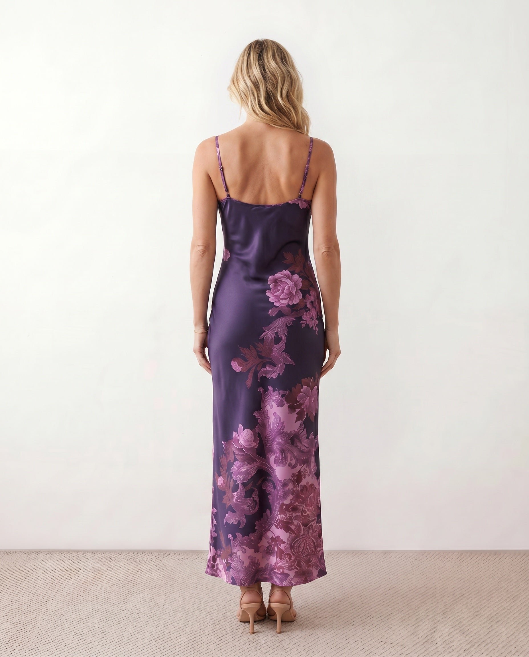 Coralie | Floral Satin-Look Slip Maxi Dress