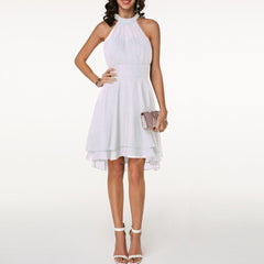 Luana | Ruffle A-Line Dress with Halter Neck for Women