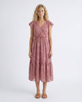 Talia | Floral Ruffle Detail Midi Dress
