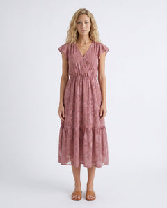 Talia | Floral Ruffle Detail Midi Dress