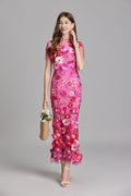 Sabine | 3D Floral Appliqué Wedding Guest Midi Dress