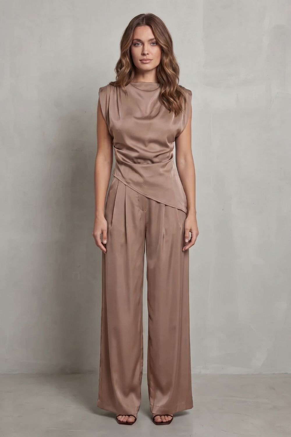 Selora | Draped Waist Wide-Leg Coord Set