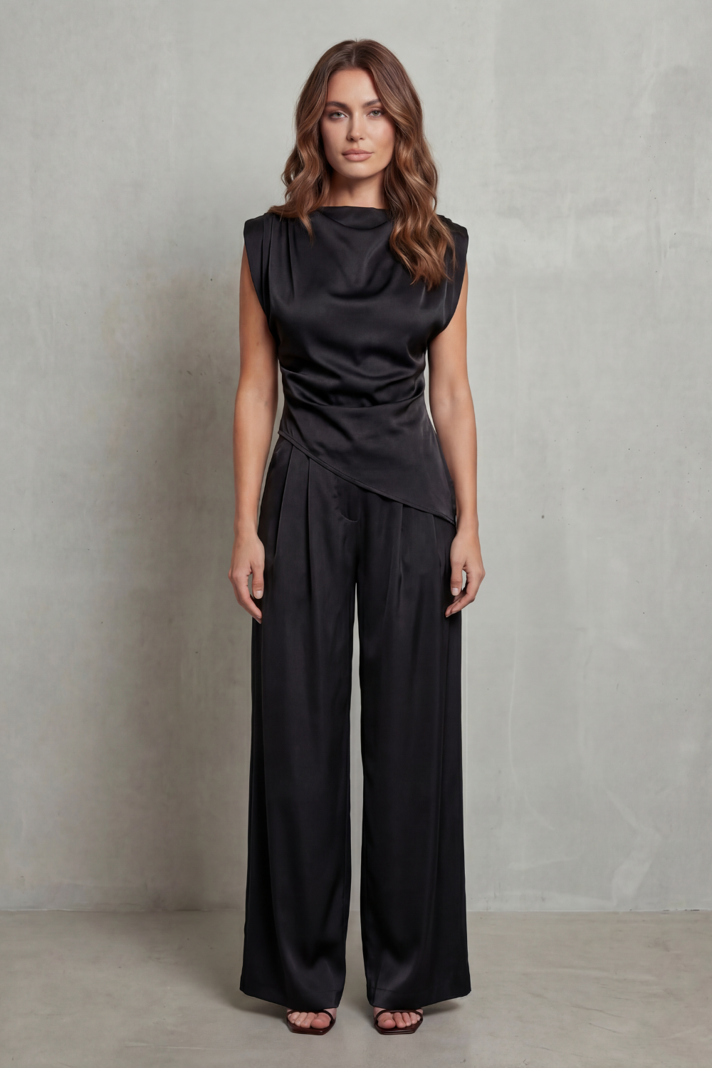 Selora | Draped Waist Wide-Leg Coord Set