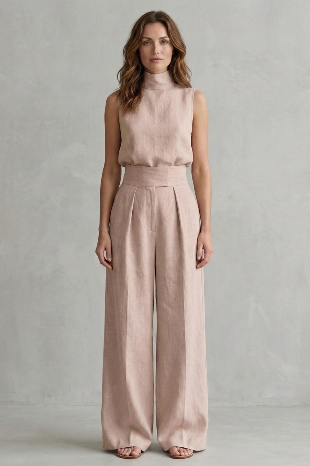 Serelisse | Sleeveless High-Neck Wide-Leg Trouser Set