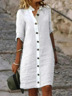 Addison | Linen Button-Down Shirt Dress with Collar for Women