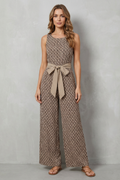 Solanette | Printed Tie-Waist Sleeveless Jumpsuit