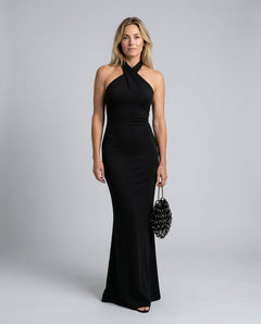Aurelia | Crossover Halter Neck Fitted Maxi Dress