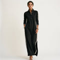 Cordelia | Button-Down Collar White Maxi Dress