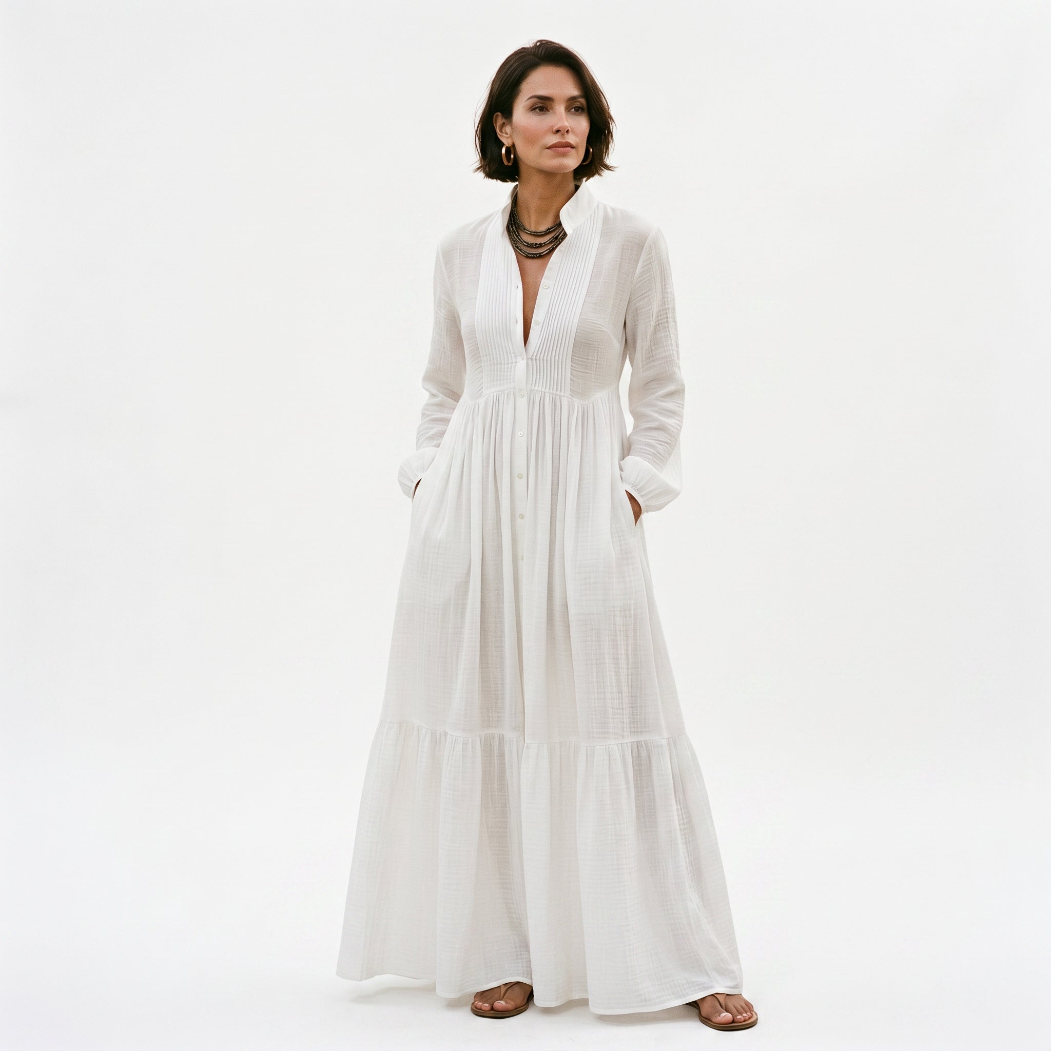 Oriane | Long Sleeve Polyester Maxi Dress