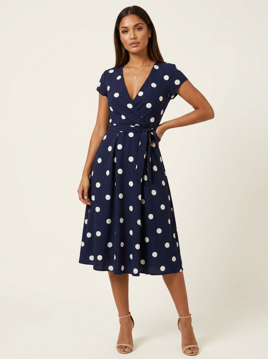 Camille | Polkadot Wrap Midi Dress