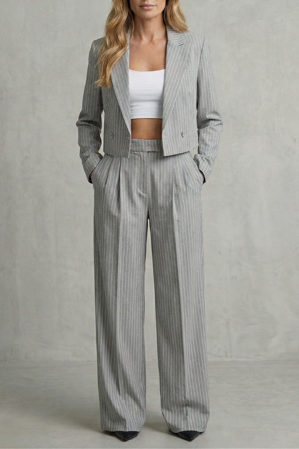 Stravelle | Striped Tailored Blazer & Trouser Two-Piece Set