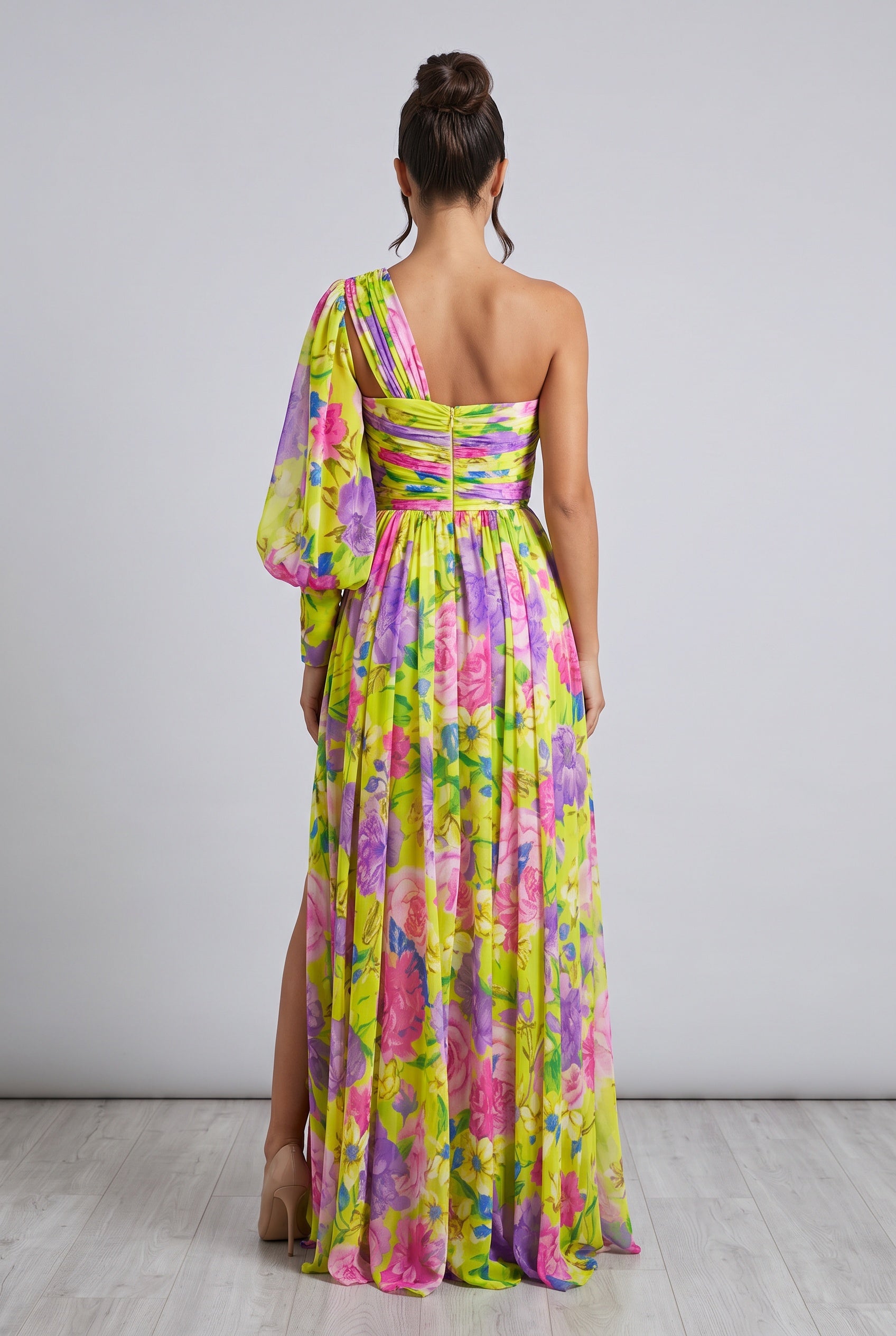 Seraphina | One-Shoulder Floral Split Maxi Dress