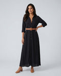 Vera | Button Front V-Neck Maxi Dress