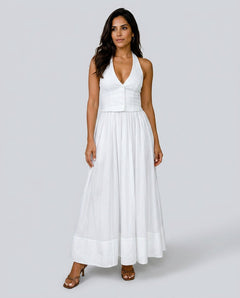 Clarène | White Sleeveless Summer Maxi Dress