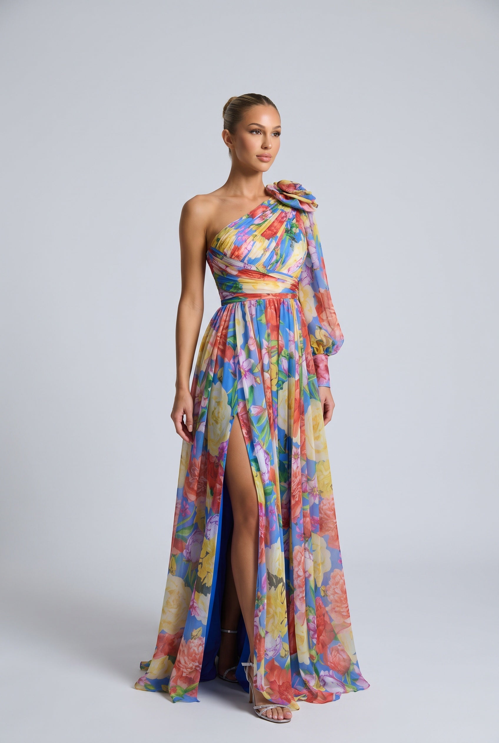 Seraphina | One-Shoulder Floral Split Maxi Dress