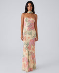 Adeline | Floral Chiffon Maxi Dress with Matching Scarf