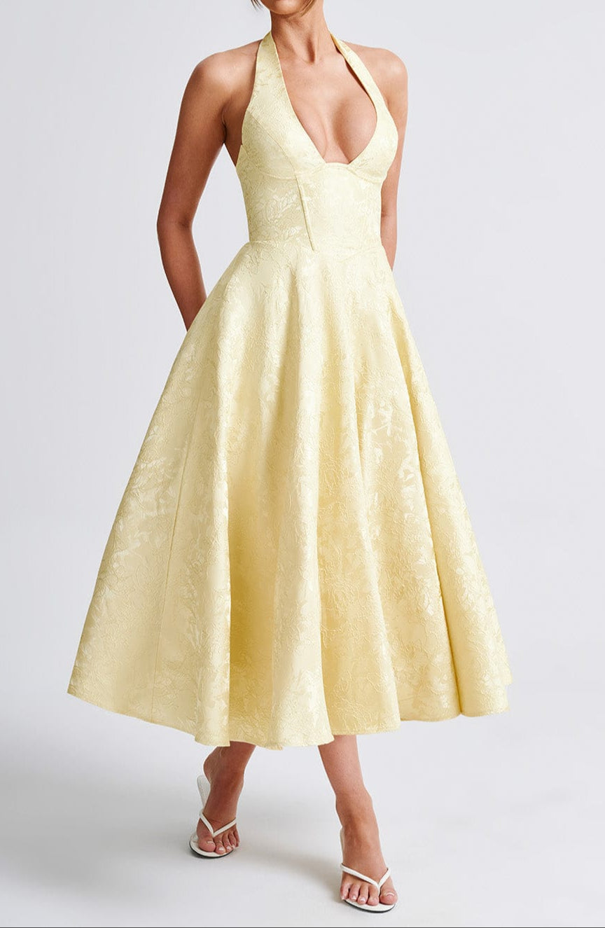 Nina | Yellow Wedding Guest Midi Dress