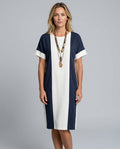 Aubrey | Vertical Stripe Side Split Midi Dress