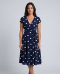 Xenia | Polka Dot Wrap Midi Dress