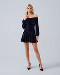 Silviana | Glossy Off-Shoulder Mini Dress