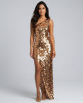 Odette | One-Shoulder Sequin Slit Maxi Dress