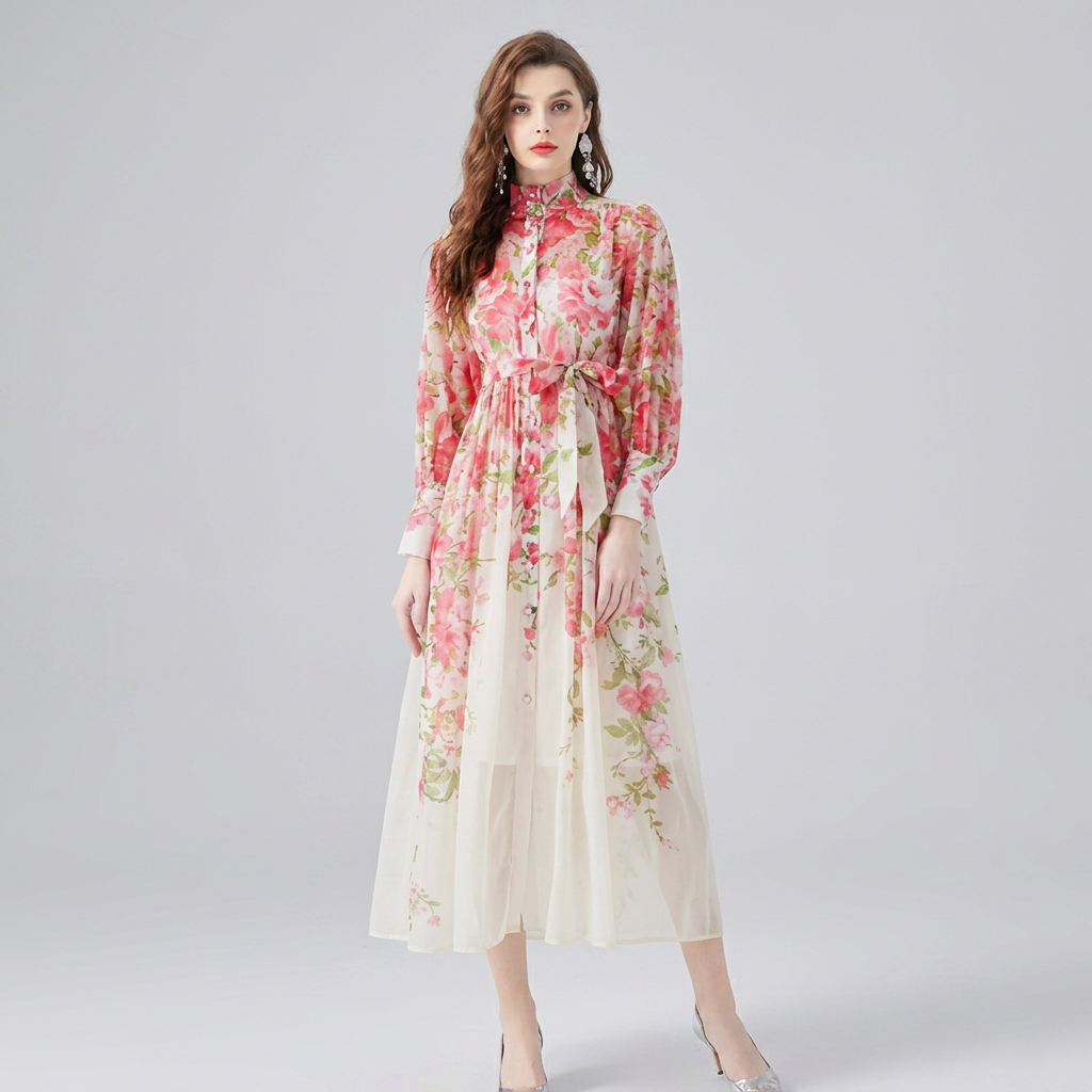 Cressida | Floral Sheer Long Sleeve Maxi Dress