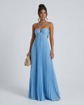 Halara | Pleated Halter Open Back Maxi Dress